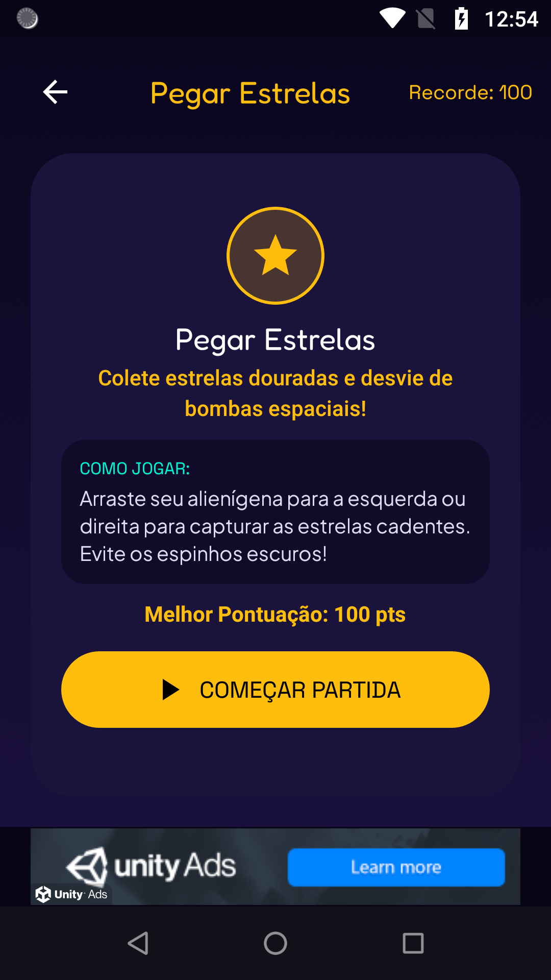 Tela de Minigames Arcade no Alien Egg